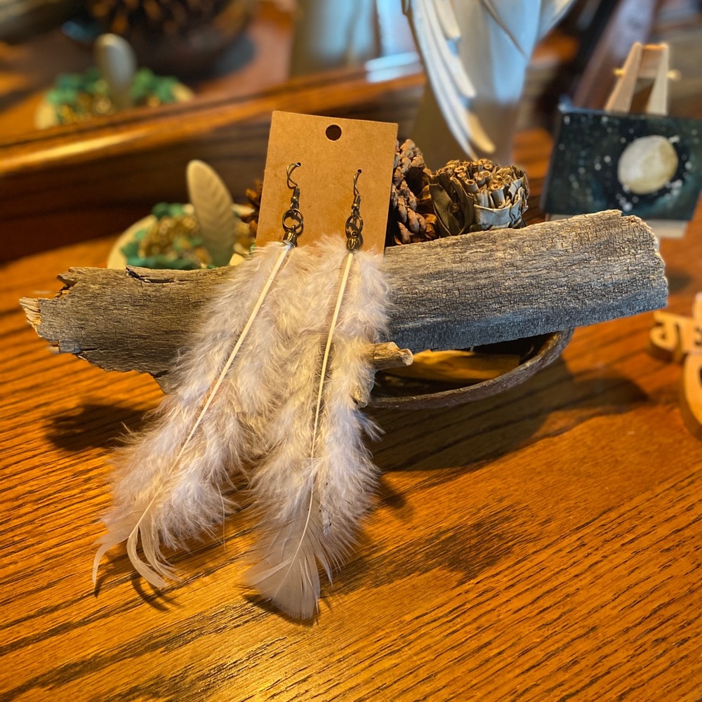 “White Purity” Celtic Feather Earrings